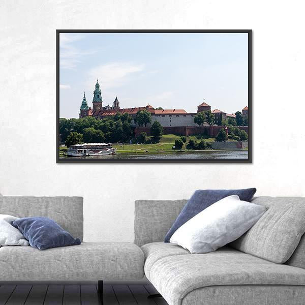 View On The Wawel Castle From The Vistula River Canvas Wall Art-3 Horizontal-Gallery Wrap-25" x 16"-Tiaracle