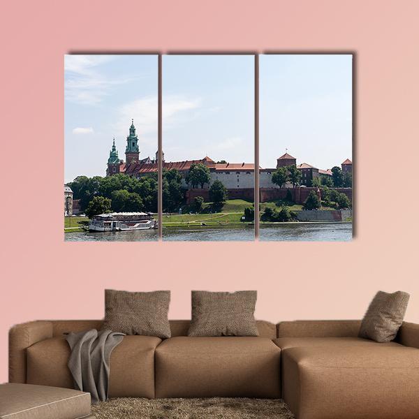 View On The Wawel Castle From The Vistula River Canvas Wall Art-3 Horizontal-Gallery Wrap-25" x 16"-Tiaracle