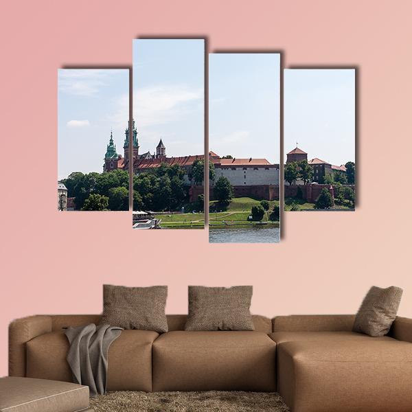 View On The Wawel Castle From The Vistula River Canvas Wall Art-4 Pop-Gallery Wrap-50" x 32"-Tiaracle