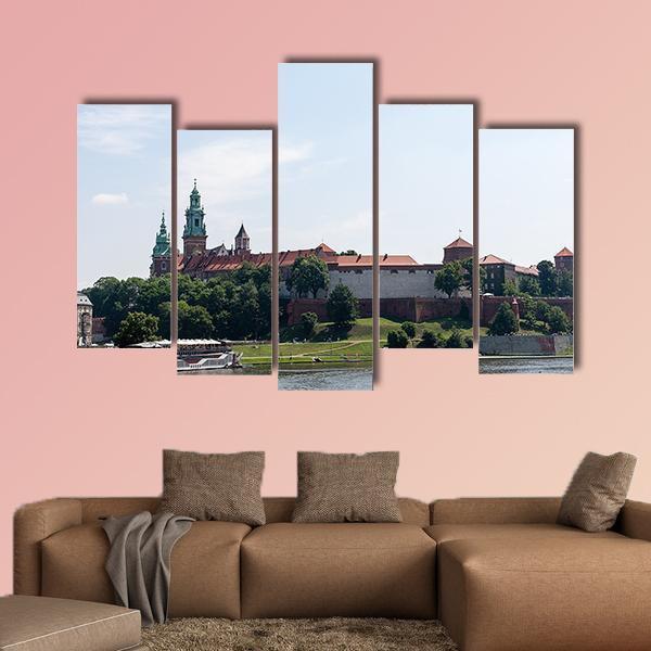 View On The Wawel Castle From The Vistula River Canvas Wall Art-5 Pop-Gallery Wrap-47" x 32"-Tiaracle
