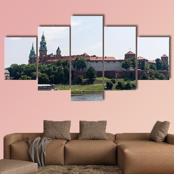 View On The Wawel Castle From The Vistula River Canvas Wall Art-5 Star-Gallery Wrap-62" x 32"-Tiaracle