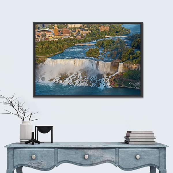 View On US Niagara Falls Canvas Wall Art-1 Piece-Floating Frame-24" x 16"-Tiaracle