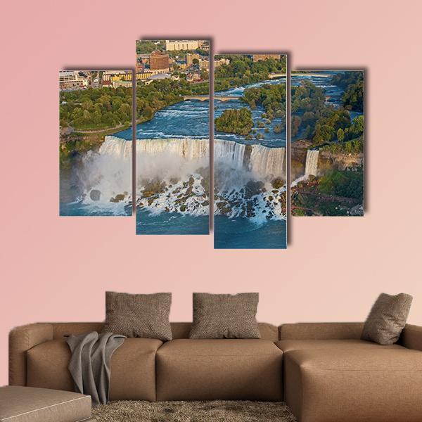 View On US Niagara Falls Canvas Wall Art-4 Pop-Gallery Wrap-50" x 32"-Tiaracle
