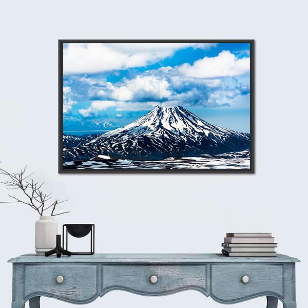 View On Viluchinskiy Volcano Canvas Wall Art-1 Piece-Floating Frame-24" x 16"-Tiaracle