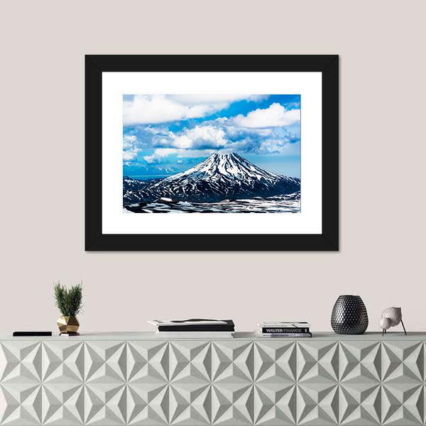 View On Viluchinskiy Volcano Canvas Wall Art-1 Piece-Framed Print-20" x 16"-Tiaracle