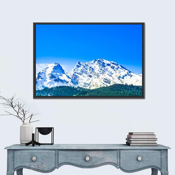 View On Watzmann Mountain Canvas Wall Art-1 Piece-Floating Frame-24" x 16"-Tiaracle