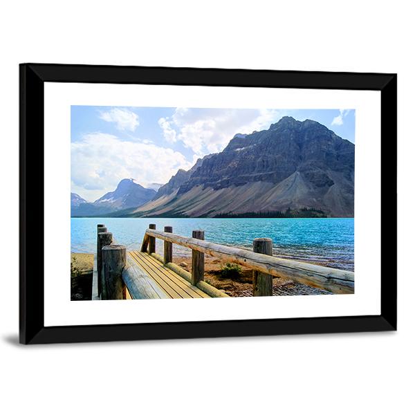 View Over A Wooden Bridge At Bow Lake Canvas Wall Art-3 Horizontal-Gallery Wrap-25" x 16"-Tiaracle