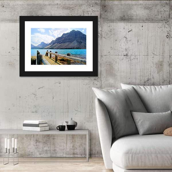 View Over A Wooden Bridge At Bow Lake Canvas Wall Art-3 Horizontal-Gallery Wrap-25" x 16"-Tiaracle