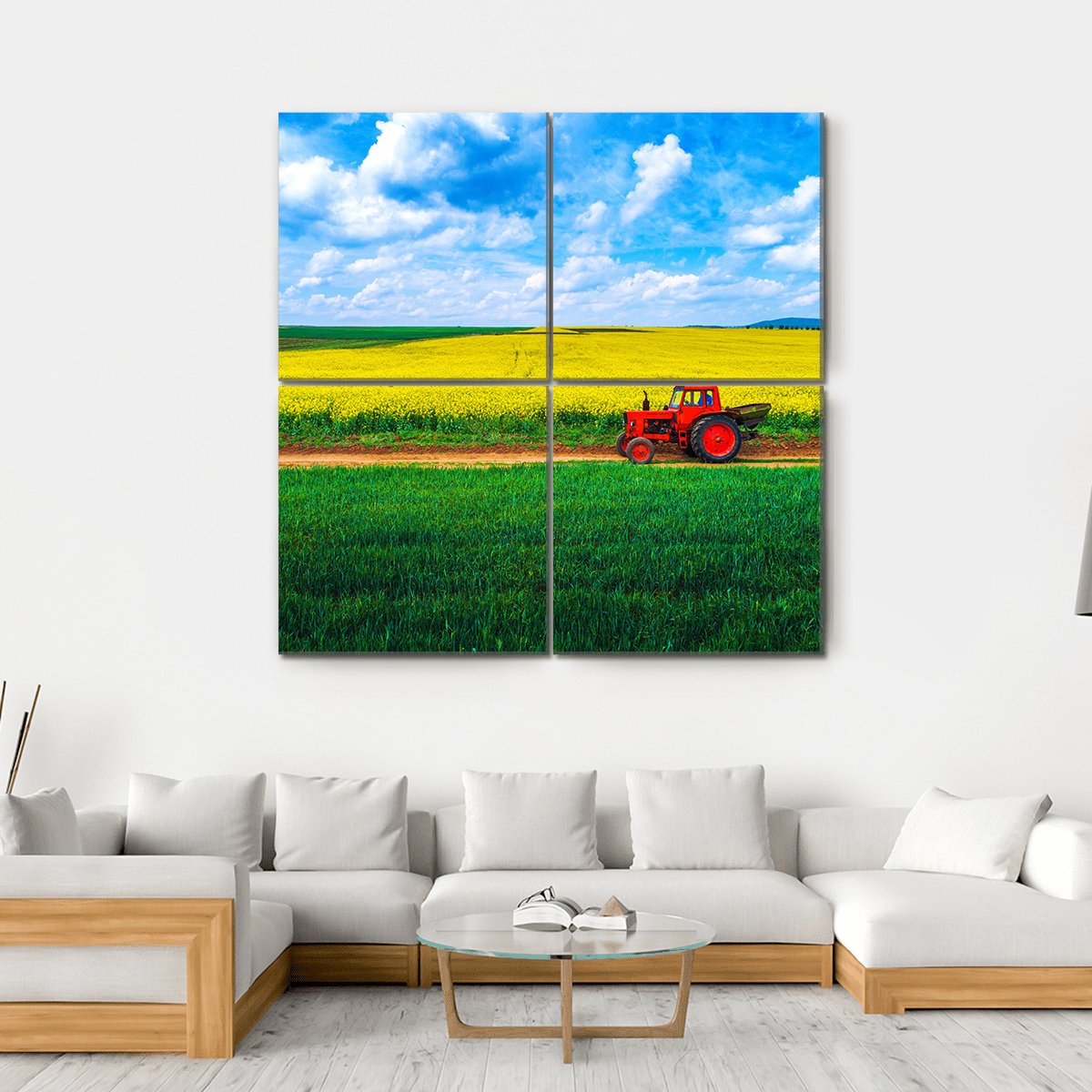 View Over Agricultural Fields Canvas Wall Art-4 Square-Gallery Wrap-17" x 17"-Tiaracle