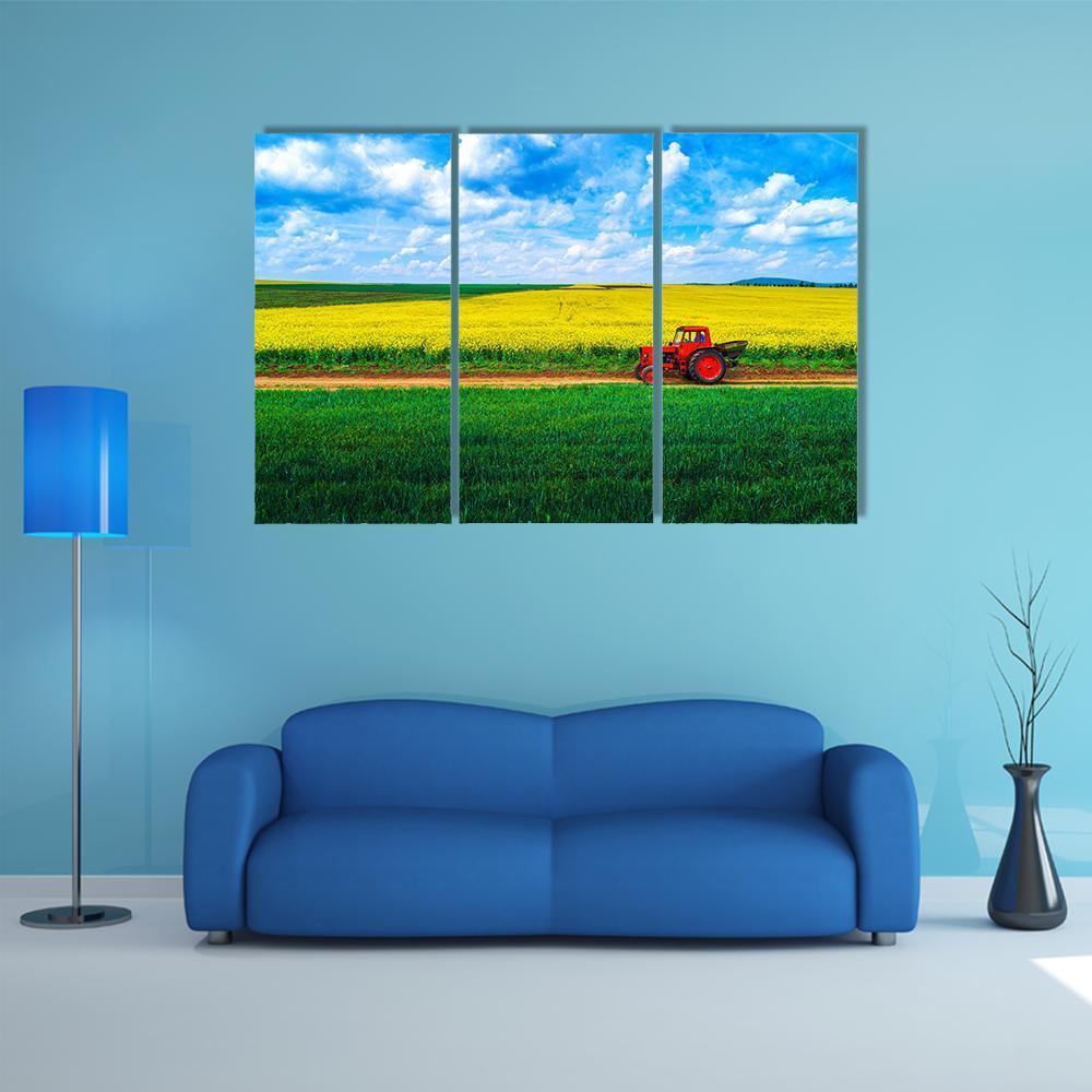 View Over Agricultural Fields Canvas Wall Art-3 Horizontal-Gallery Wrap-37" x 24"-Tiaracle