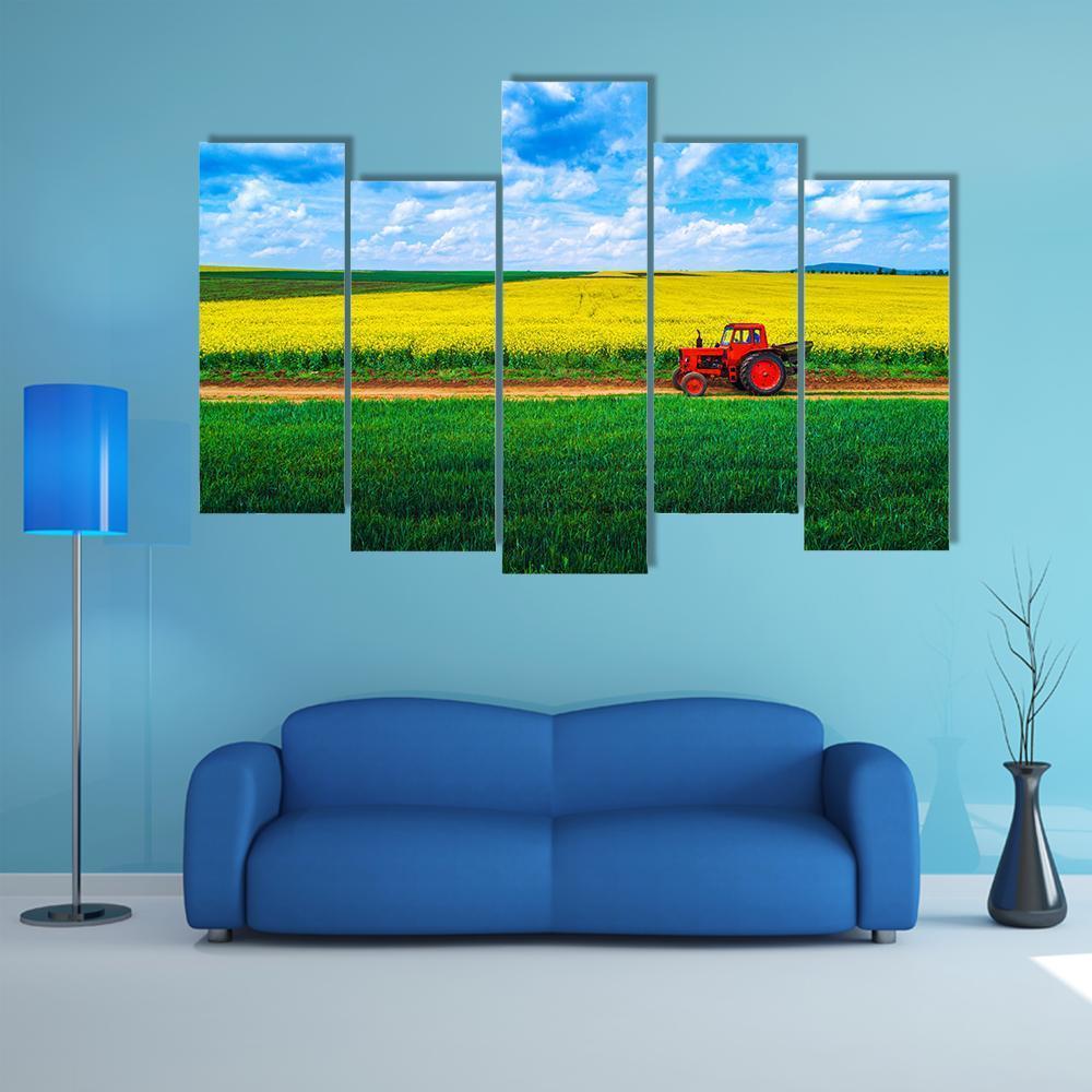 View Over Agricultural Fields Canvas Wall Art-5 Pop-Gallery Wrap-47" x 32"-Tiaracle