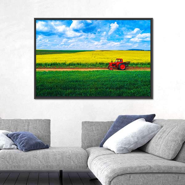 View Over Agricultural Fields Panoramic Canvas Wall Art-1 Piece-36" x 12"-Tiaracle