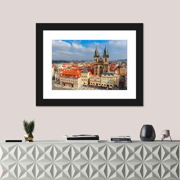View Over Church Of Our Lady In Prague Canvas Wall Art-1 Piece-Framed Print-20" x 16"-Tiaracle