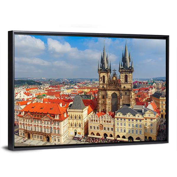 View Over Church Of Our Lady In Prague Canvas Wall Art-3 Horizontal-Gallery Wrap-25" x 16"-Tiaracle