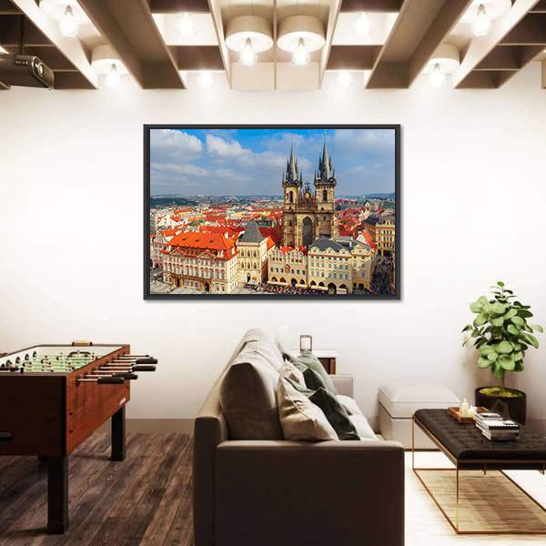 View Over Church Of Our Lady In Prague Canvas Wall Art-3 Horizontal-Gallery Wrap-25" x 16"-Tiaracle