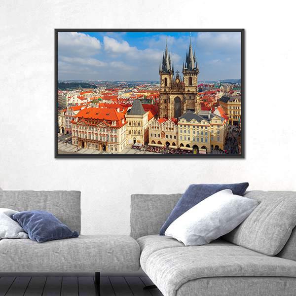 View Over Church Of Our Lady In Prague Canvas Wall Art-3 Horizontal-Gallery Wrap-25" x 16"-Tiaracle
