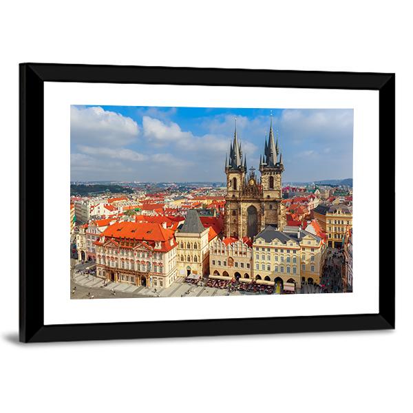 View Over Church Of Our Lady In Prague Canvas Wall Art-3 Horizontal-Gallery Wrap-25" x 16"-Tiaracle