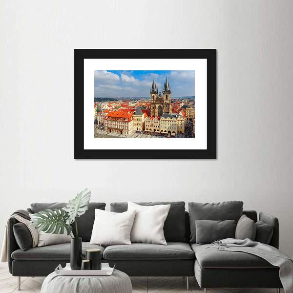 View Over Church Of Our Lady In Prague Canvas Wall Art-3 Horizontal-Gallery Wrap-25" x 16"-Tiaracle