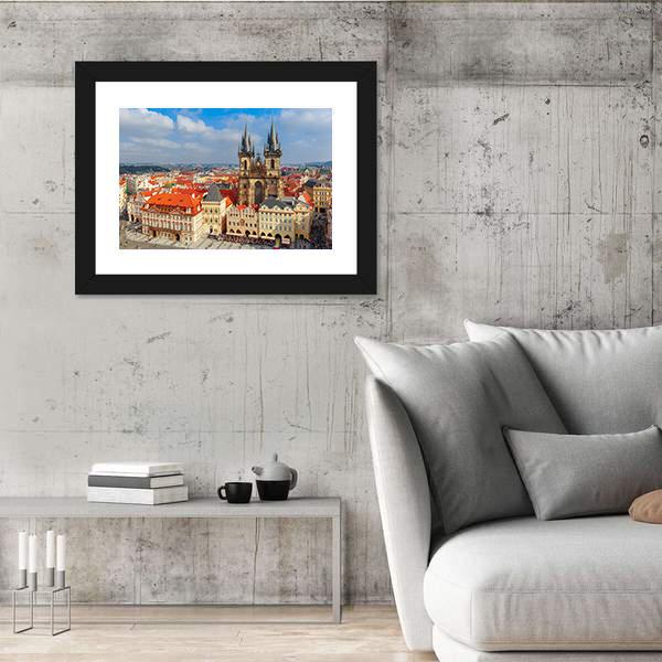 View Over Church Of Our Lady In Prague Canvas Wall Art-3 Horizontal-Gallery Wrap-25" x 16"-Tiaracle