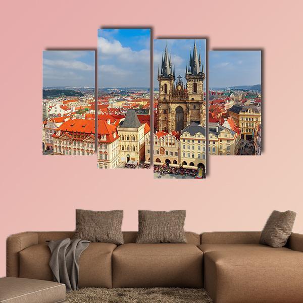 View Over Church Of Our Lady In Prague Canvas Wall Art-4 Pop-Gallery Wrap-50" x 32"-Tiaracle