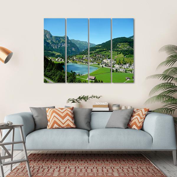 View over Engelberg Switzerland Canvas Wall Art-4 Horizontal-Gallery Wrap-34" x 24"-Tiaracle