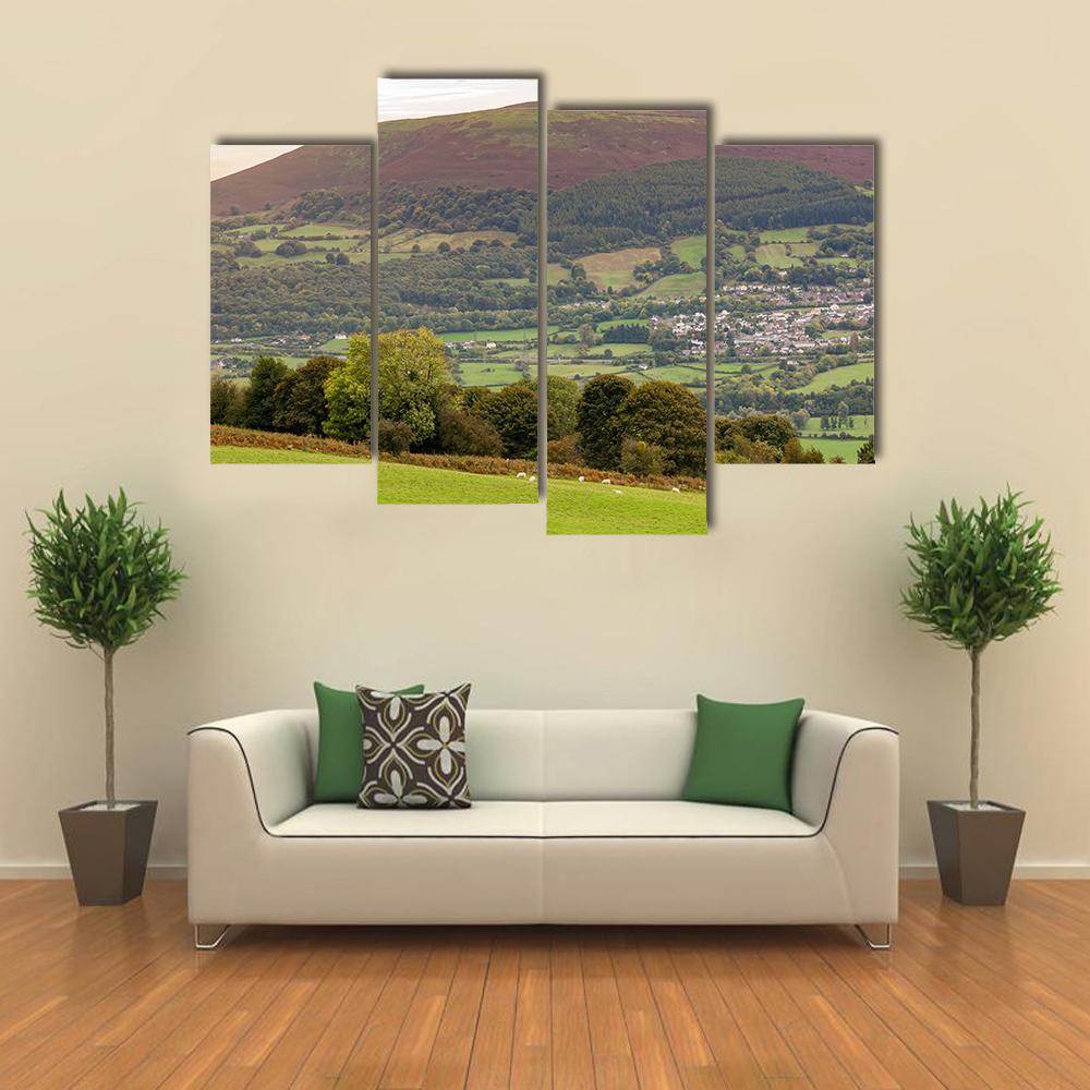 View Over Gilwern And Gilwern Hill Canvas Wall Art-4 Pop-Gallery Wrap-50" x 32"-Tiaracle