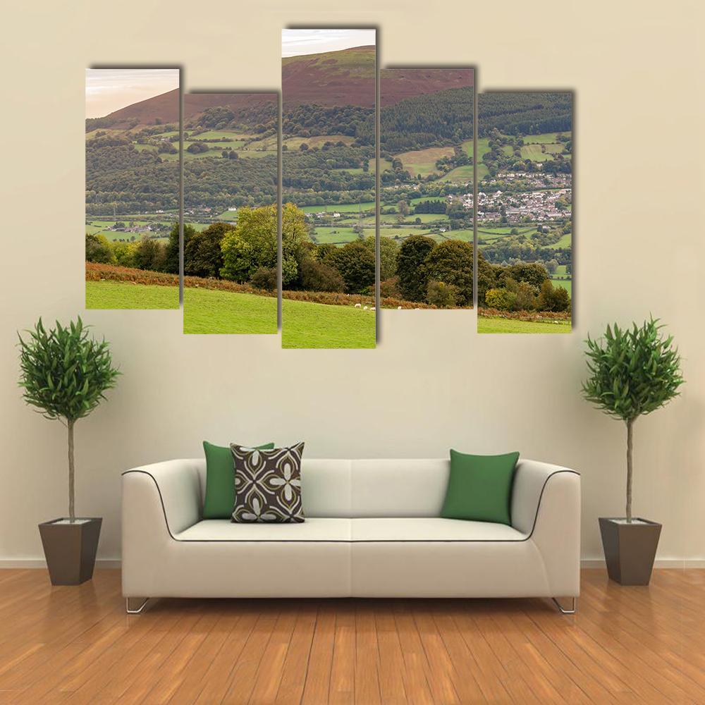View Over Gilwern And Gilwern Hill Canvas Wall Art-5 Pop-Gallery Wrap-47" x 32"-Tiaracle