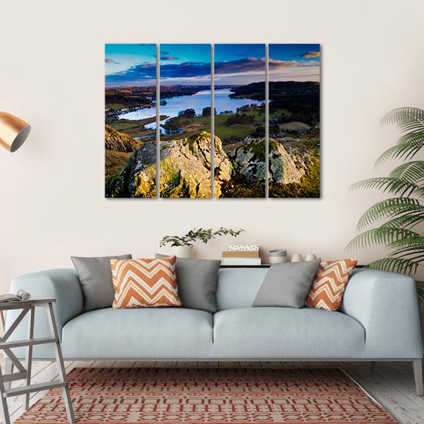 View Over Lake Windermere Canvas Wall Art-4 Horizontal-Gallery Wrap-34" x 24"-Tiaracle