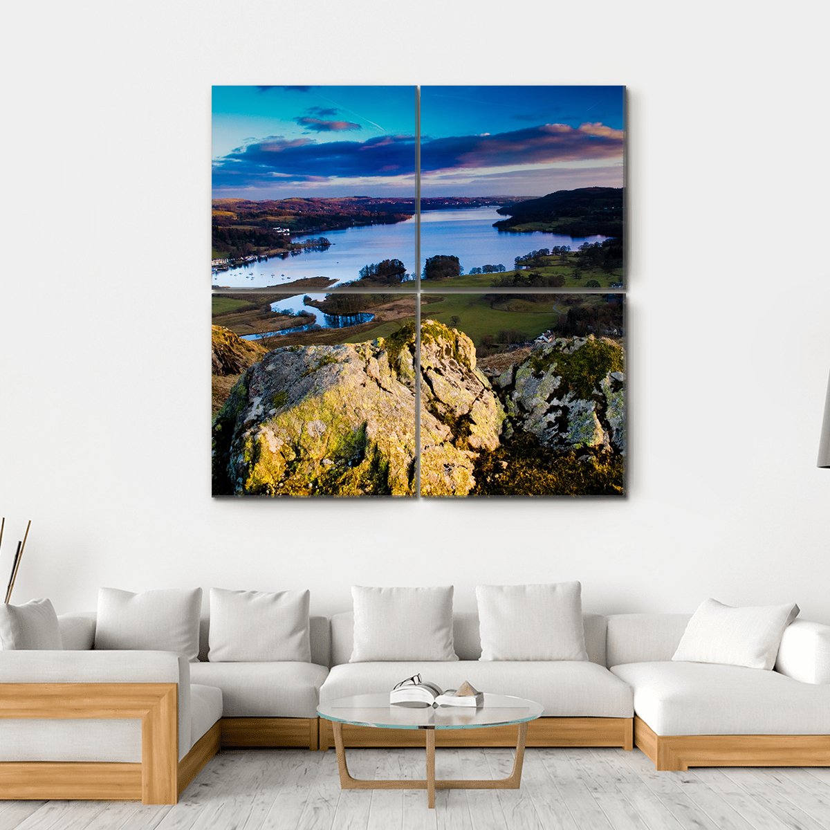 View Over Lake Windermere Canvas Wall Art-4 Square-Gallery Wrap-17" x 17"-Tiaracle