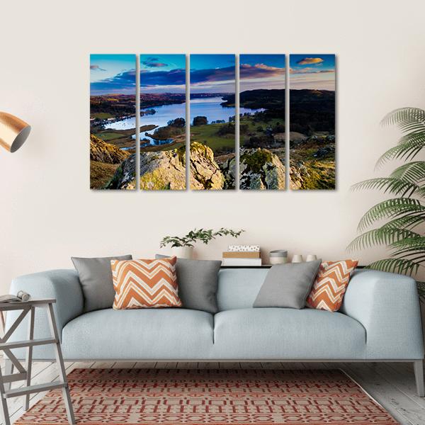 View Over Lake Windermere Canvas Wall Art-5 Horizontal-Gallery Wrap-22" x 12"-Tiaracle