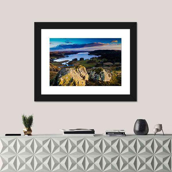 View Over Lake Windermere Panoramic Canvas Wall Art-1 Piece-36" x 12"-Tiaracle