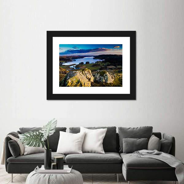 View Over Lake Windermere Panoramic Canvas Wall Art-1 Piece-36" x 12"-Tiaracle