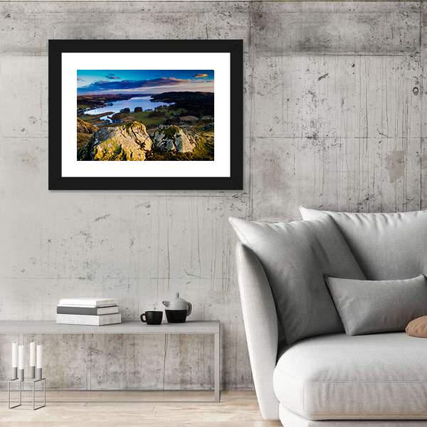 View Over Lake Windermere Panoramic Canvas Wall Art-1 Piece-36" x 12"-Tiaracle