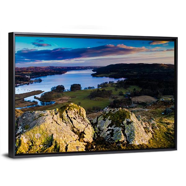 View Over Lake Windermere Panoramic Canvas Wall Art-1 Piece-36" x 12"-Tiaracle