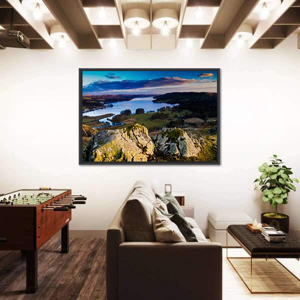 View Over Lake Windermere Panoramic Canvas Wall Art-1 Piece-36" x 12"-Tiaracle
