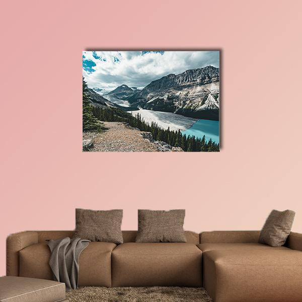 View Over Peyto Lake Canvas Wall Art-1 Piece-Gallery Wrap-36" x 24"-Tiaracle