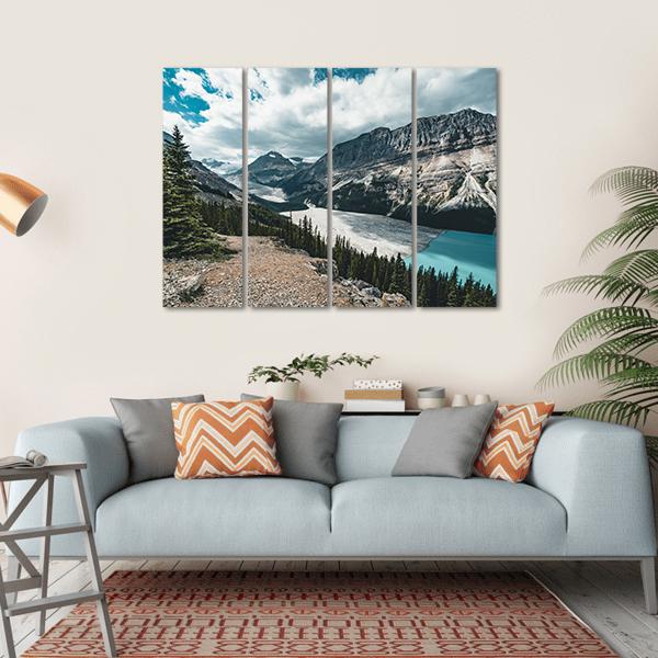 View Over Peyto Lake Canvas Wall Art-1 Piece-Gallery Wrap-36" x 24"-Tiaracle