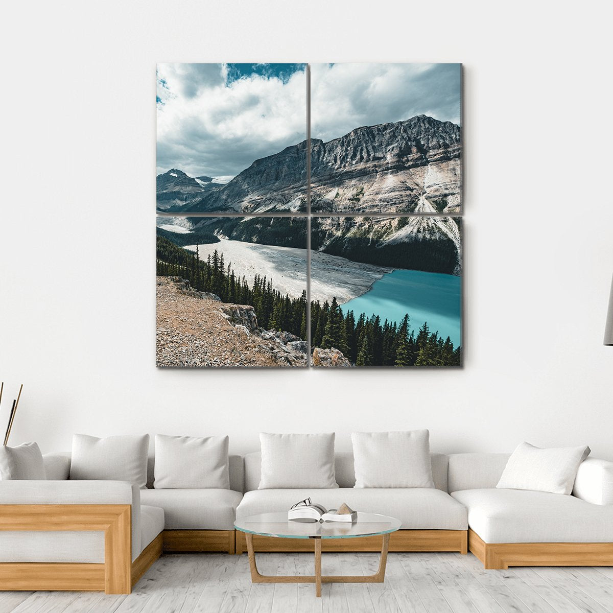 View Over Peyto Lake Canvas Wall Art-4 Square-Gallery Wrap-17" x 17"-Tiaracle