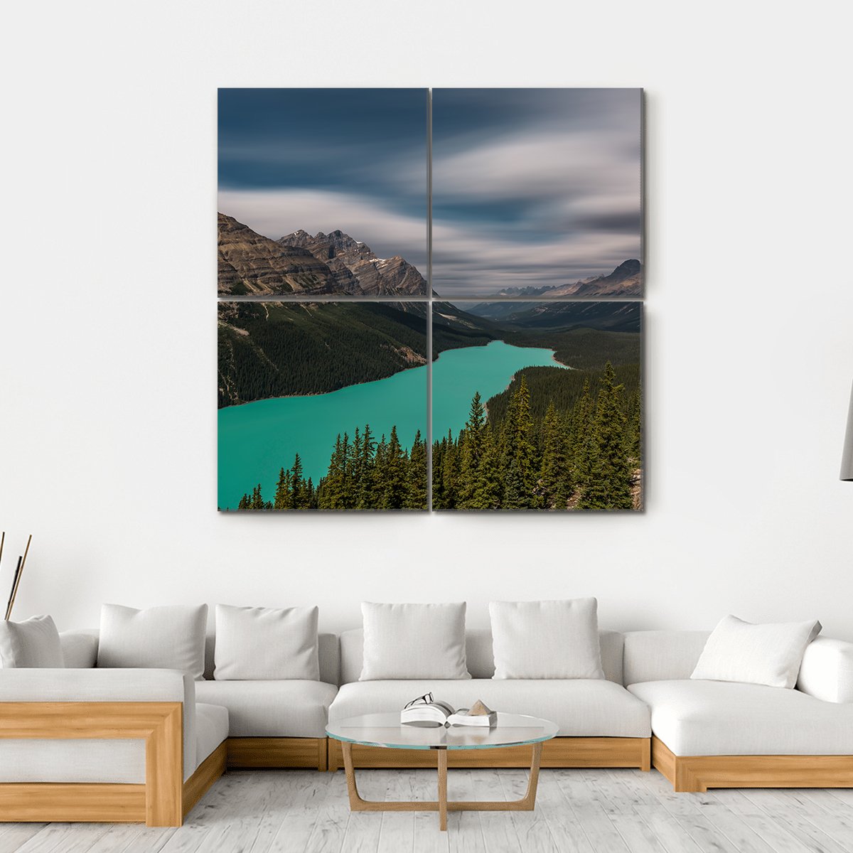 View Over Peyto Lake Canvas Wall Art-4 Square-Gallery Wrap-17" x 17"-Tiaracle
