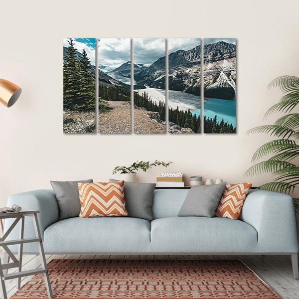 View Over Peyto Lake Canvas Wall Art-5 Horizontal-Gallery Wrap-22" x 12"-Tiaracle
