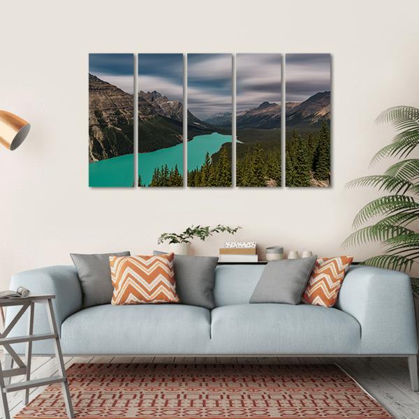 View Over Peyto Lake Canvas Wall Art-5 Horizontal-Gallery Wrap-22" x 12"-Tiaracle