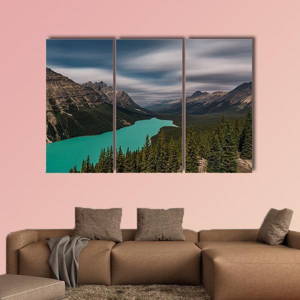 View Over Peyto Lake Canvas Wall Art-3 Horizontal-Gallery Wrap-37" x 24"-Tiaracle