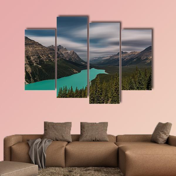 View Over Peyto Lake Canvas Wall Art-4 Pop-Gallery Wrap-50" x 32"-Tiaracle