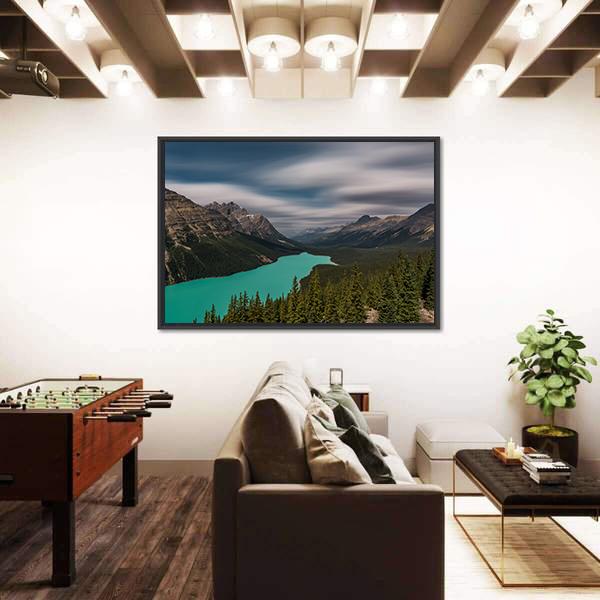 View over Peyto Lake Panoramic Canvas Wall Art-1 Piece-36" x 12"-Tiaracle