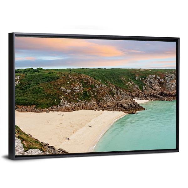 View Over Porthcurno Beach Canvas Wall Art-3 Horizontal-Gallery Wrap-25" x 16"-Tiaracle