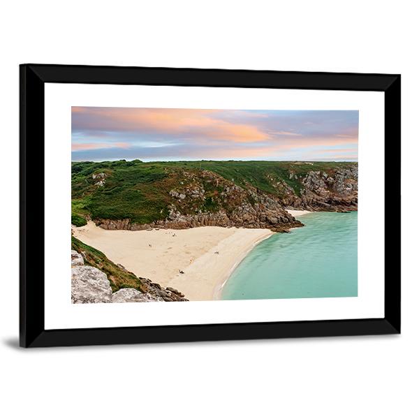 View Over Porthcurno Beach Canvas Wall Art-3 Horizontal-Gallery Wrap-25" x 16"-Tiaracle