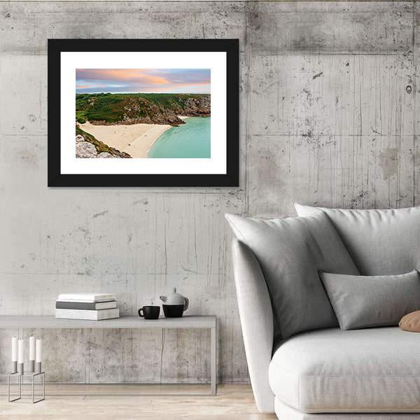 View Over Porthcurno Beach Canvas Wall Art-3 Horizontal-Gallery Wrap-25" x 16"-Tiaracle