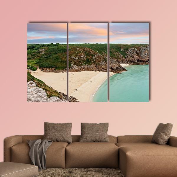 View Over Porthcurno Beach Canvas Wall Art-3 Horizontal-Gallery Wrap-37" x 24"-Tiaracle