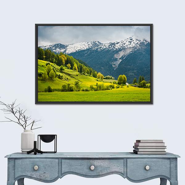 View Over Summer Colors In Alpine Canvas Wall Art-1 Piece-Floating Frame-24" x 16"-Tiaracle