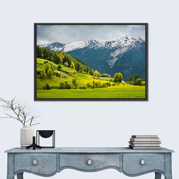 View Over Summer Colors In Alpine Canvas Wall Art-1 Piece-Floating Frame-24" x 16"-Tiaracle